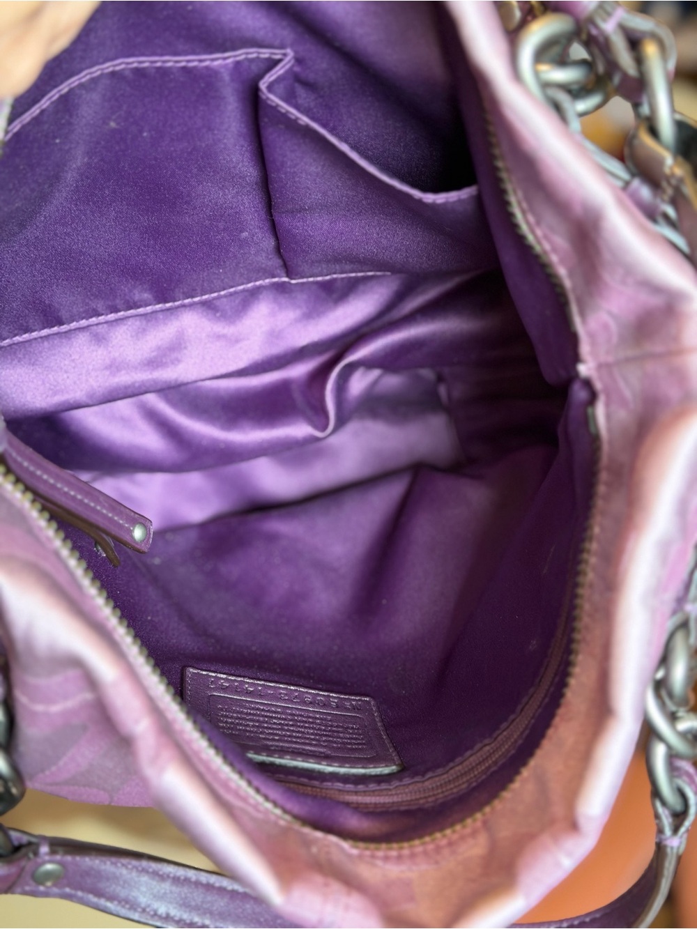 COACH BROOKE Op Art Signature C Sateen HOBO Purse Purple Vtg Y2K 14147 - Picture 4 of 6